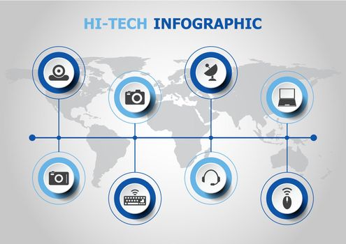 Infographic design with hi-tech icons