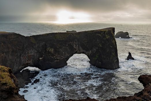 Natural arch of Dyrholaey in South Iceland