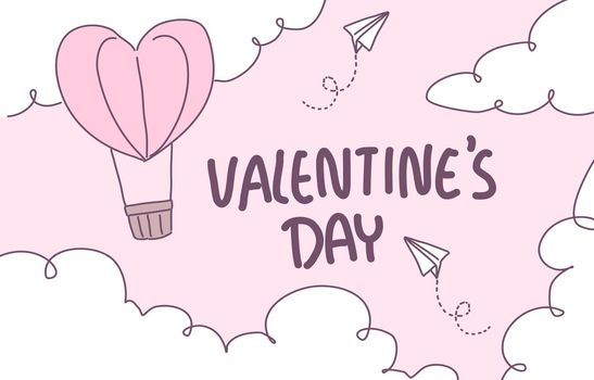 Valentine's day Flat Design Illustration with balloon