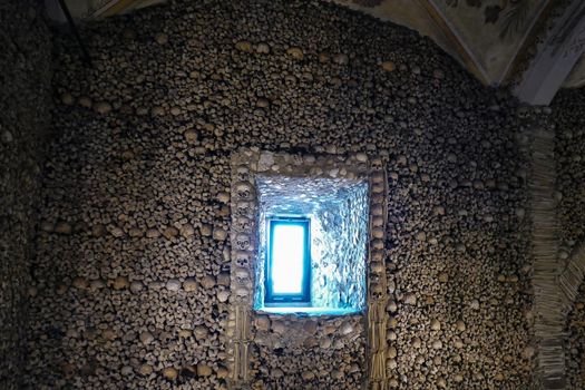 Portugal, Detail of the Chapel of Bones in Evora