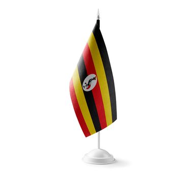 Small national flag of the Uganda on a white background
