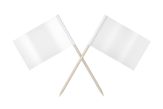 Two toothpick flags on white