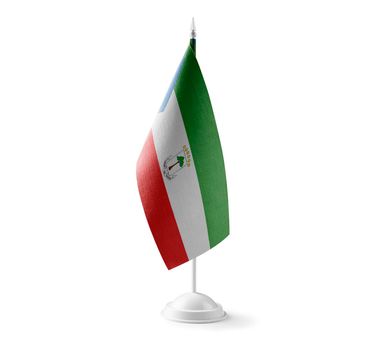 Small national flag of the Equatorial Guinea on a white background