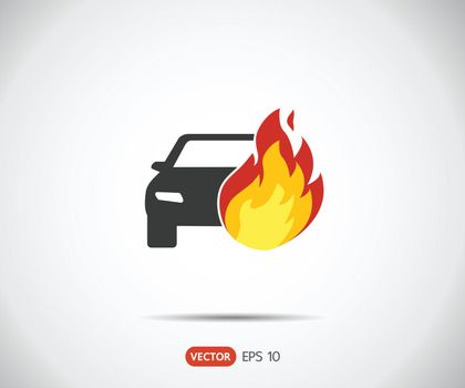 Car fired Vehicle insurance Icon. Flat pictograph Icon design, Vector illustration