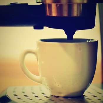 Espresso machine brewing a coffee.