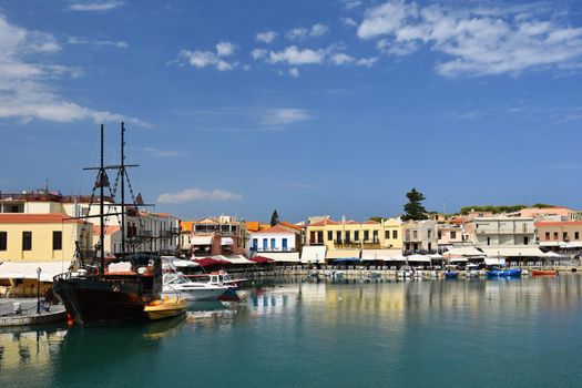 20th August 2017 Rethymno Crete, Greece. Old Venetian harbor of Rethimno.  