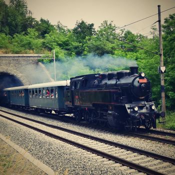 Historic steam train. Specially launched Czech old steam train for trips and for traveling around the Czech Republic.