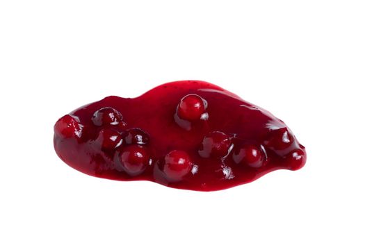 Blot of fresh ripe lingonberry sauce isolated on white background