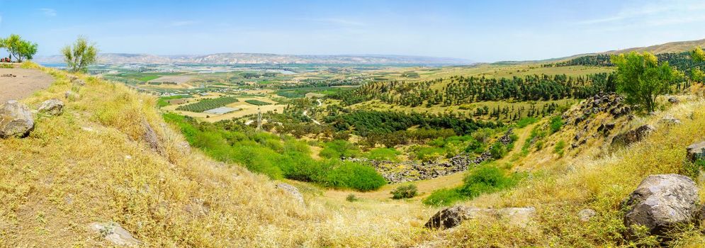 Panoramic landscape of the Lower Jordan River valley