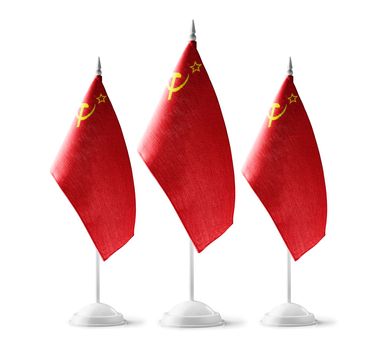 Set of USSR national flags on a white background