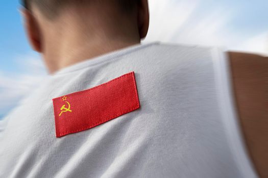 The national flag of USSR on the athlete's back