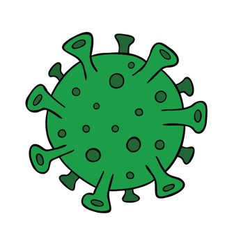 Cartoon vector illustration of microscopic view of virus, coronavirus. 