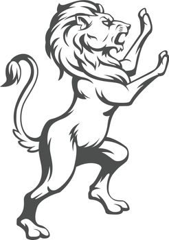 Silhouette Standing Lion Heraldic Crest Coat of Arm Vector Drawing