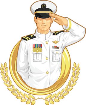 Military Officer Salute Army Air Force Navy General Cartoon Drawing