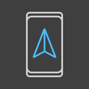 Smartphone with navigator vector icon on dark background