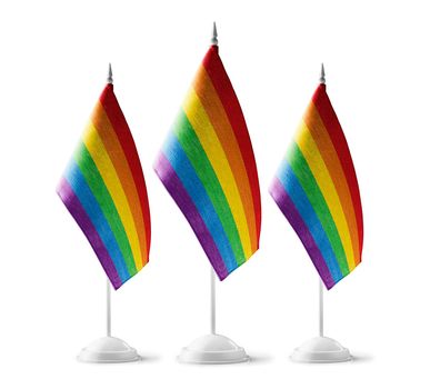 Small national flag of the lgbt on a white background