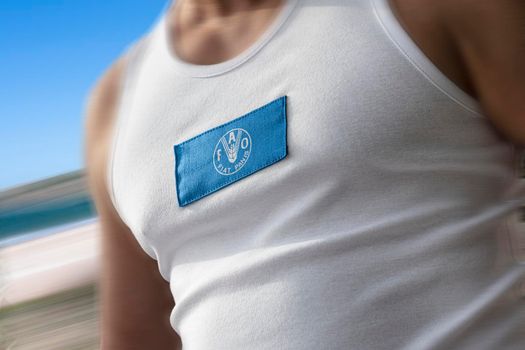 The national flag of Food and agriculture organization on the athlete's chest