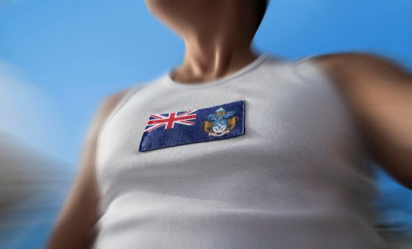 The national flag of Tristan da Cunha on the athlete's chest