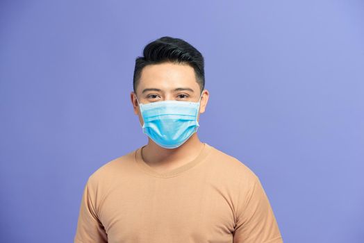 Men wear masks to prevent air pollution, White background, haze and PM 2.5 dust and smoke pollution in big cities.