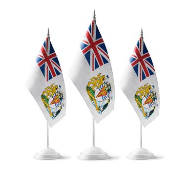 Small national flags of the British Antarctic Territory on a white background