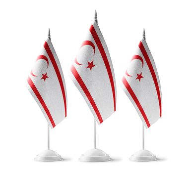 Small national flags of the Northern Cyprus on a white background