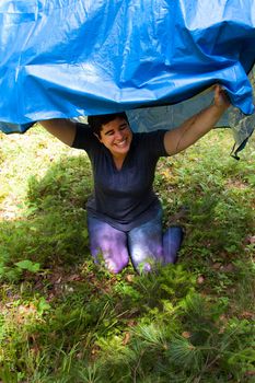 laughing under a tarp 