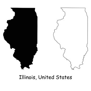 Illinois IL State Border USA Map