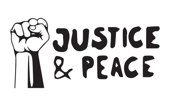 Justice and Peace with Fist. Pictogram Illustration Depicting Peace and Justice with Fist. BLM Black Lives Matter. Black and white EPS Vector File.