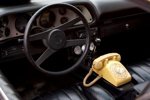 An old fashioned car phone