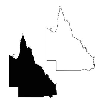 Map of Queensland Australia. Black and outline maps. EPS Vector File.