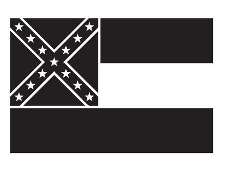 Mississippi MS State Flag. United States of America. Black and white EPS Vector File.