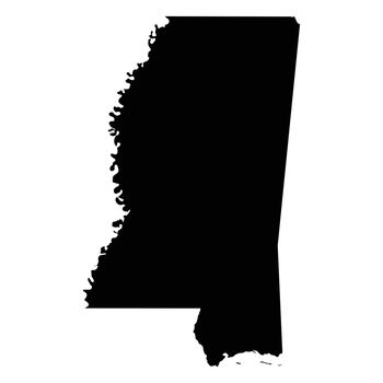 Mississippi MS State Border USA Map Solid