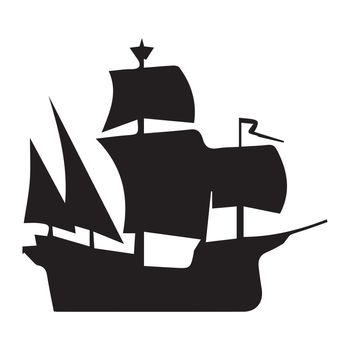 Sail Ship. Black and white pictogram Icon of a sail ship. EPS Vector