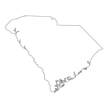 South Carolina SC State Border USA Map Outline