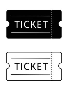 Admission Ticket. Black Solid and Outline Isolated on a White Background. EPS Vector 