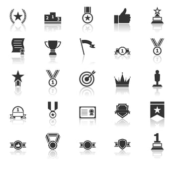 Victory icons with reflect on white background
