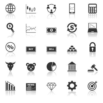 Forex icons with reflect on white background