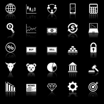 Forex icons with reflect on black background
