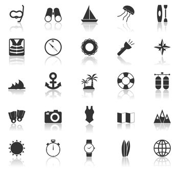 Diving icons with reflect on white background