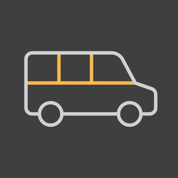 Airport shuttle minivan, shuttle bus vector icon on dark background