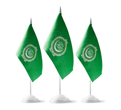 Small national flags of the Arab League on a white background