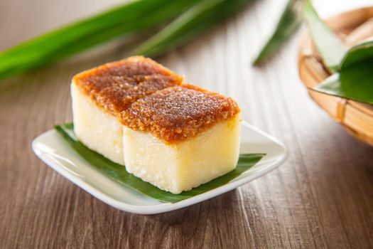 Kuih Bingka Ubi, traditional Malaysian Nyonya dessert sweet cake.