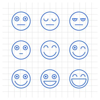 Outlines emoticons serious smile. Funny stickers