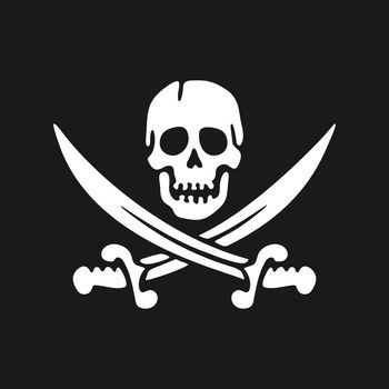 Jolly Roger emblem. Skull and sabers. Design element
