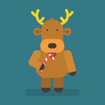 Reindeer holding christmas candy. Vector character