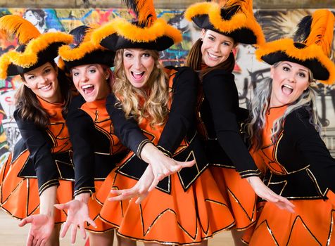 German folklore group dancing in Carnival Fasching on Rose Monday