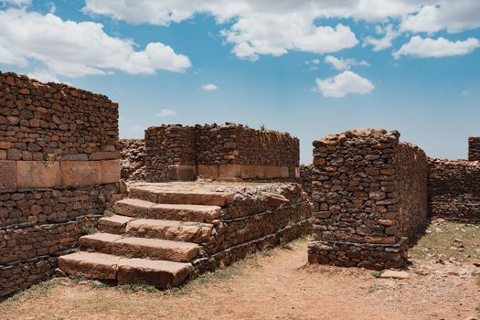 Queen of Sheba palace ruins in Aksum, Axum civilization, Ethiopia.
