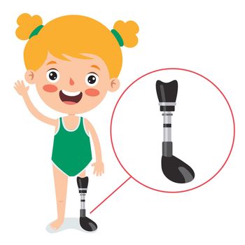 Funny Cartoon Character Using Prosthesis