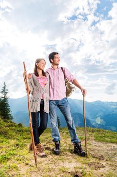 Alps - Couple hiking in the Bavarian mountains