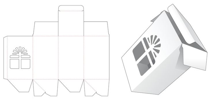 Packaging box with gift box stencil die cut template
